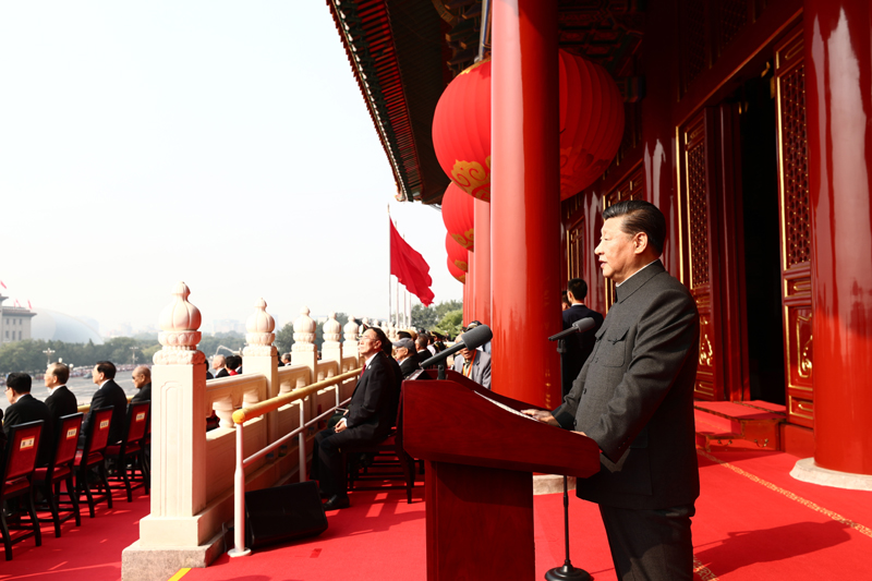 10月1日上午，慶祝中華人民共和國成立70周年大會在北京天安門廣場隆重舉行。中共中央總書記、國家主席、中央軍委主席習近平發(fā)表重要講話。